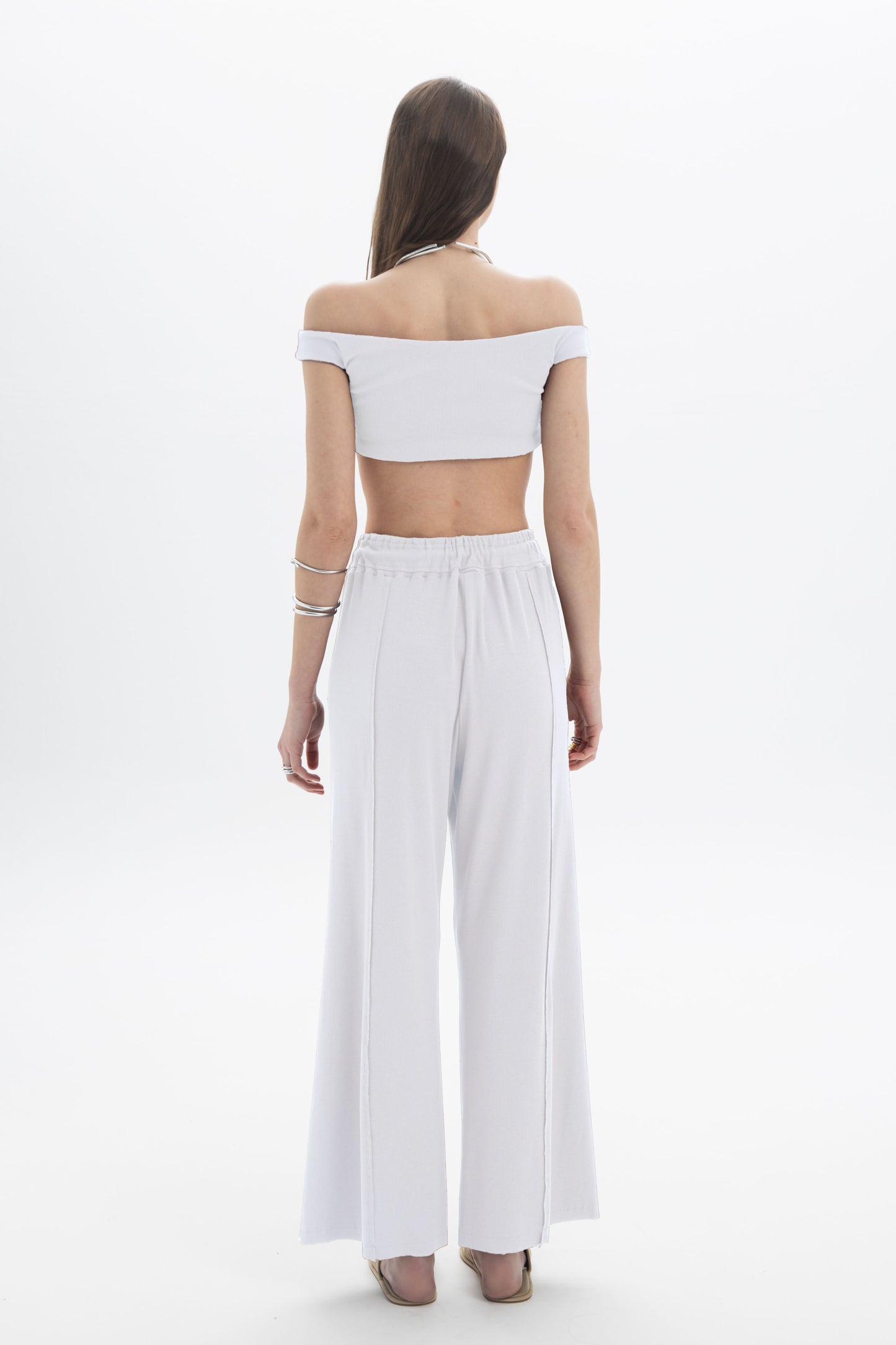 Black and Black B&B x F drawstring relaxed pants made of lightweight fabric, shown with a loose fit and adjustable waist.