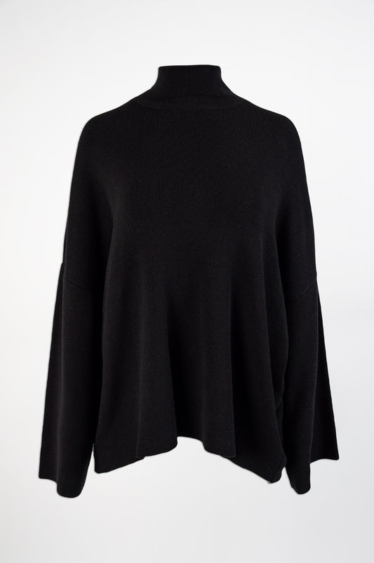 Turtleneck Sweater-Black and Black