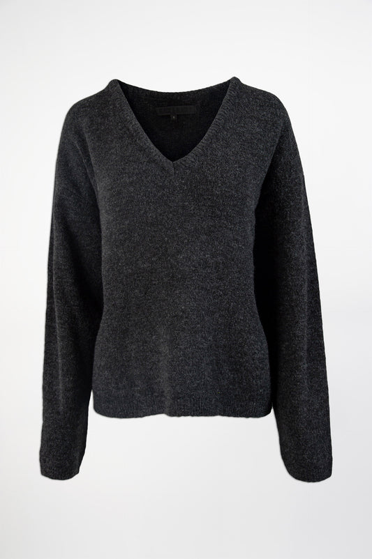 V-Neck Sweater-Black and Black