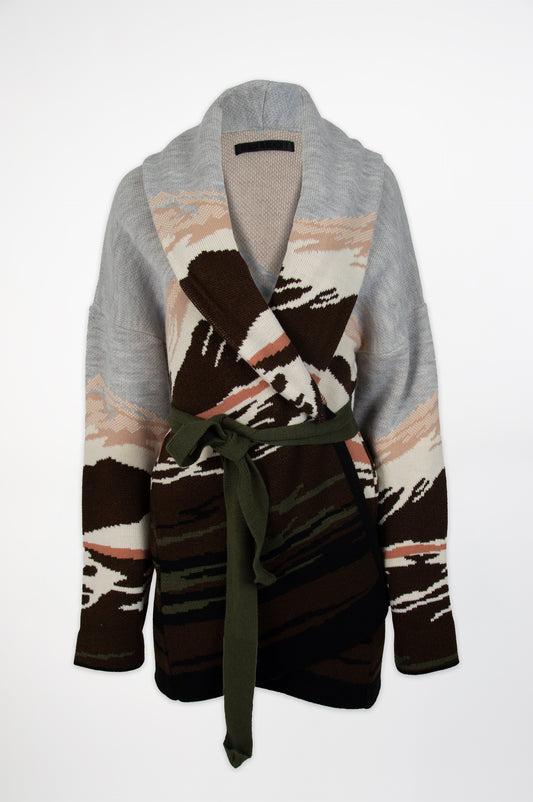 Mountain Knit Cardigan-Black and Black