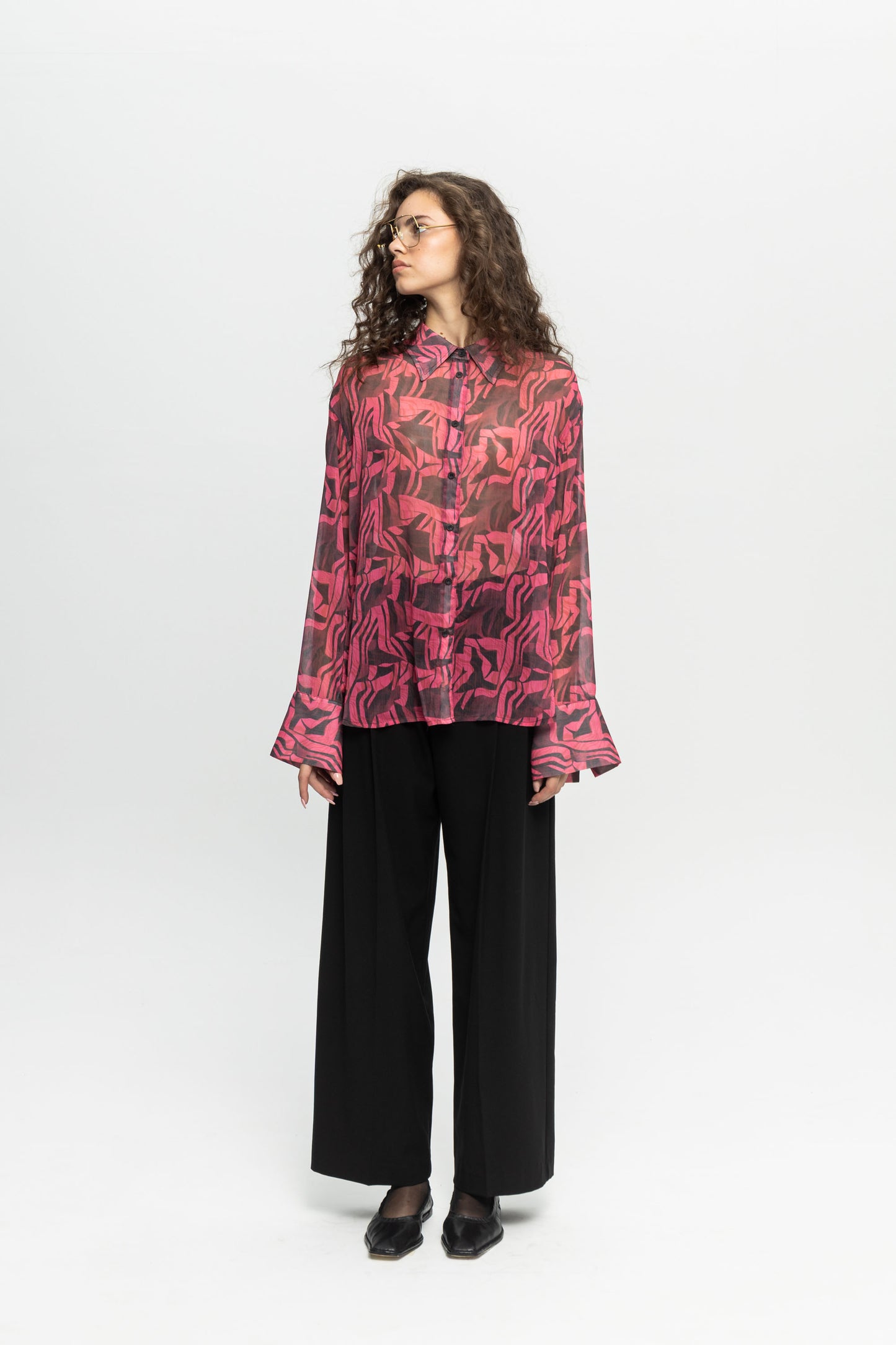 "Fuchsia Mess" Shirt-Black and Black