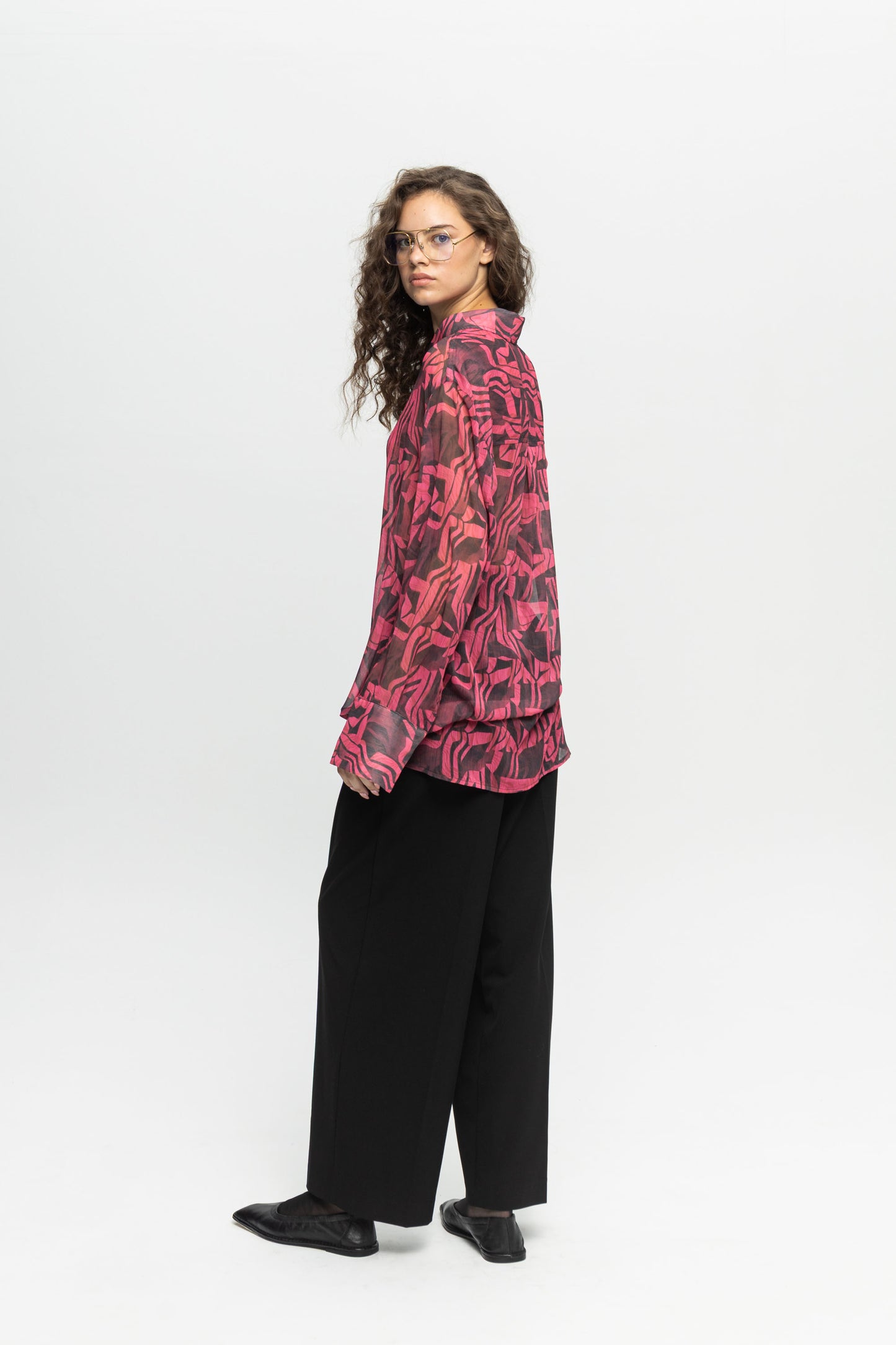 "Fuchsia Mess" Shirt-Black and Black