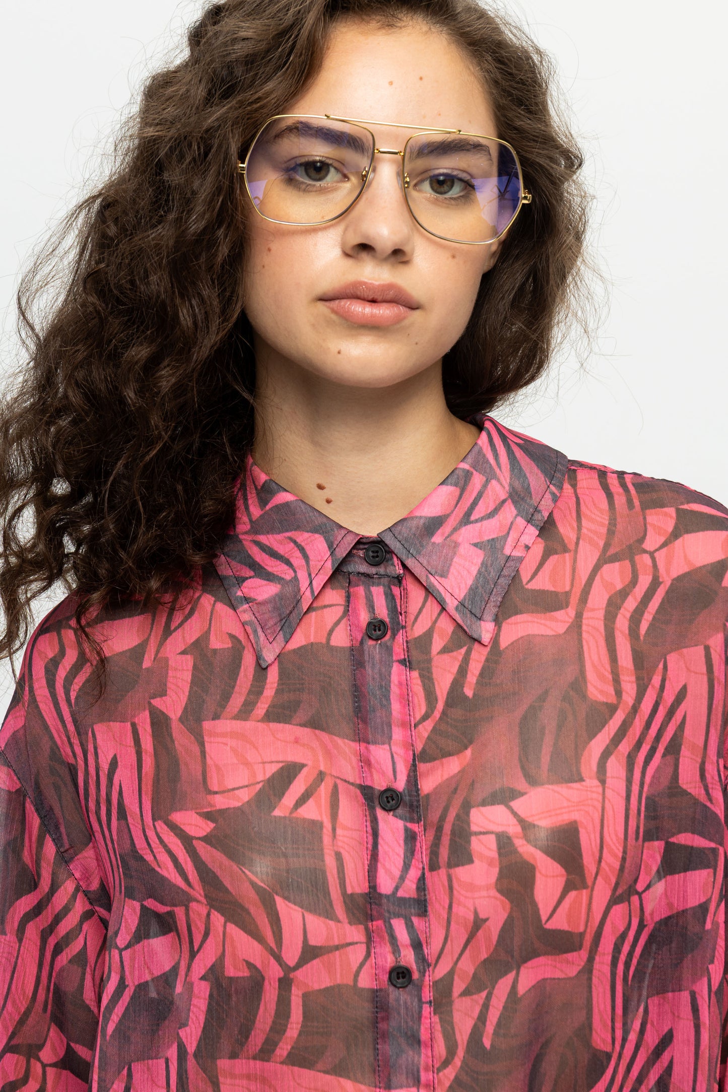 "Fuchsia Mess" Shirt-Black and Black