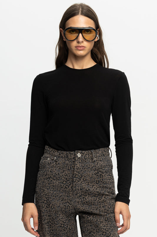 Crewneck Blouse-Black and Black