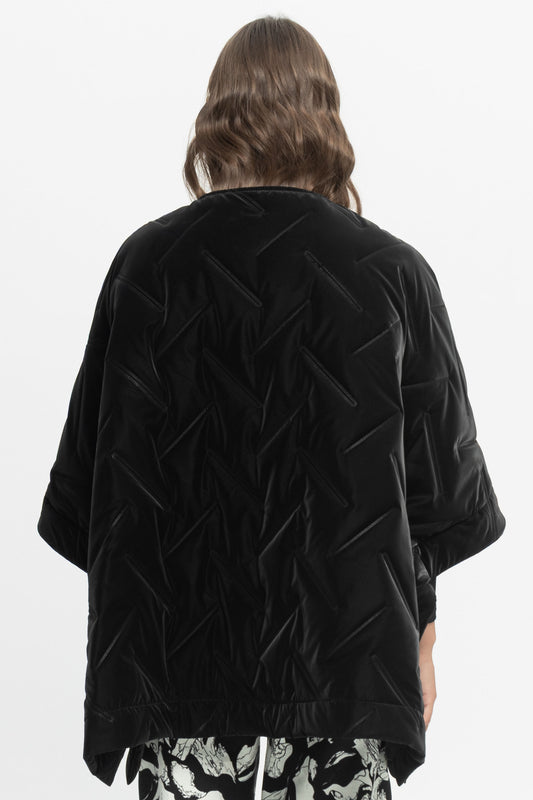 Black Quilted Velvet Jacket-Black and Black