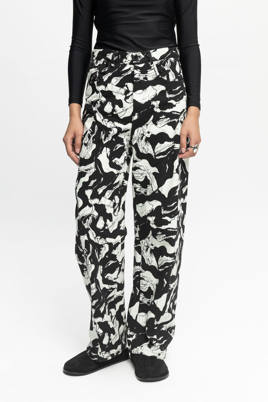 "Milk" Denim Trousers-Black and Black