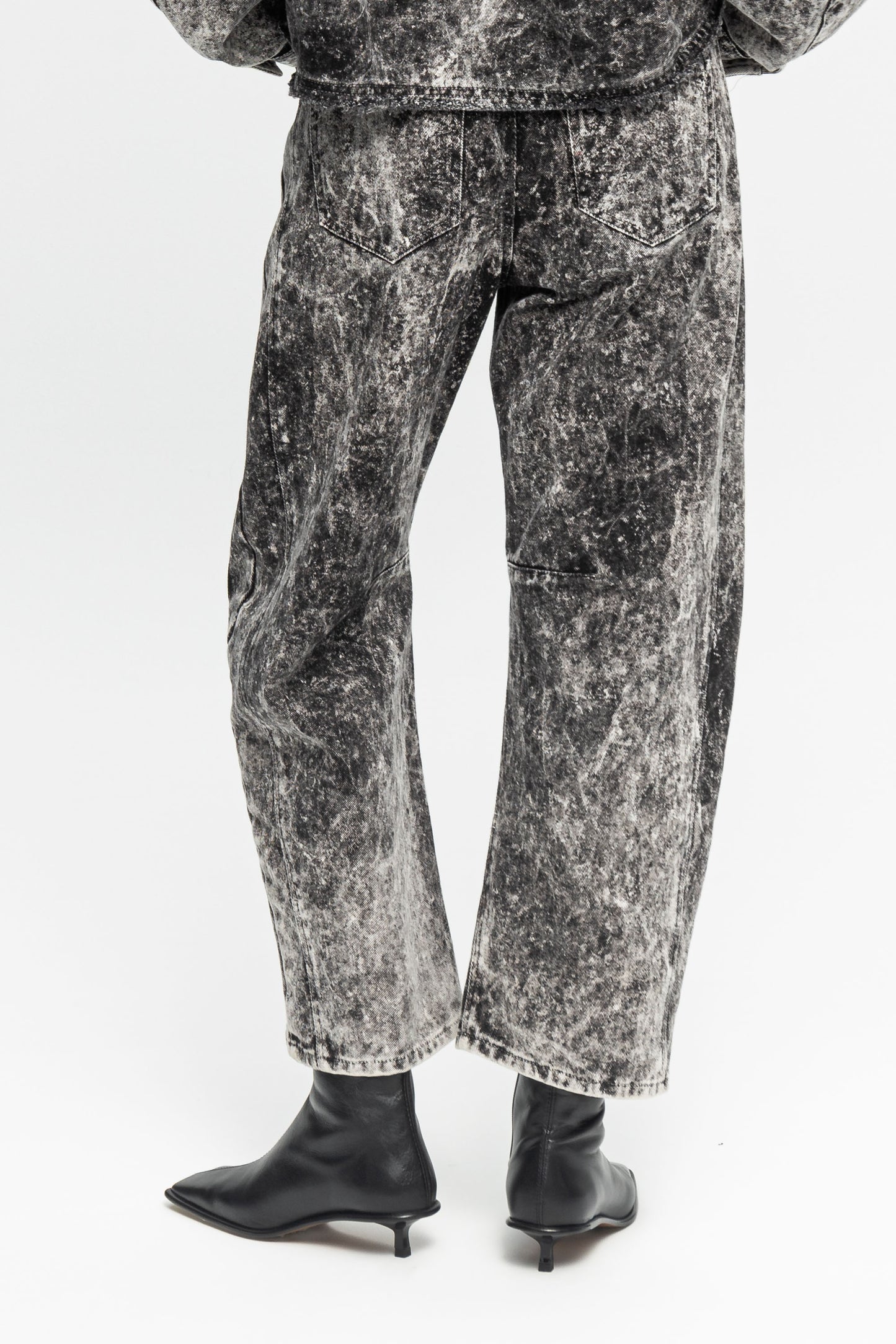 Washed Denim Jeans-Black and Black