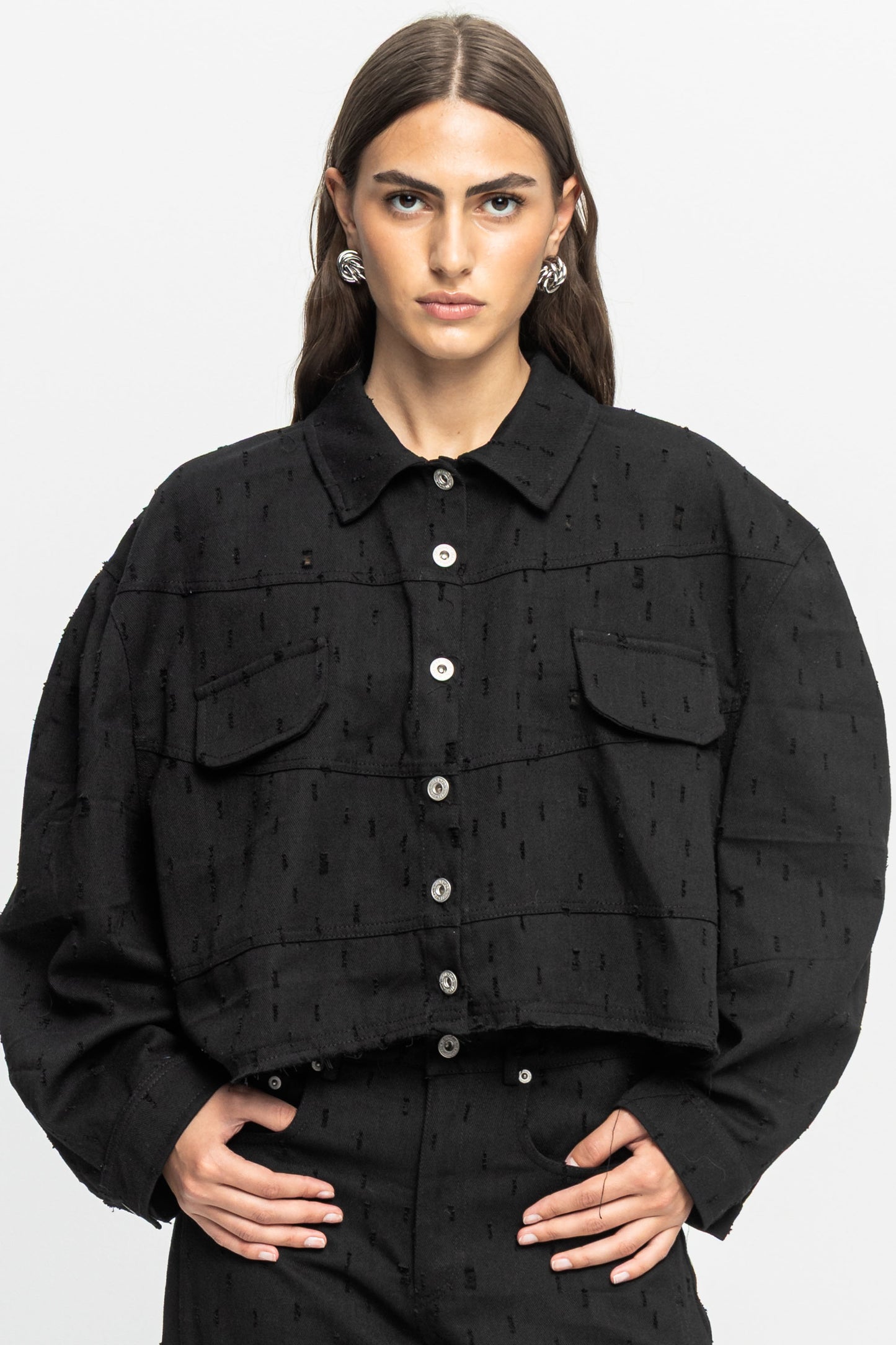 Black Denim Jacket-Black and Black