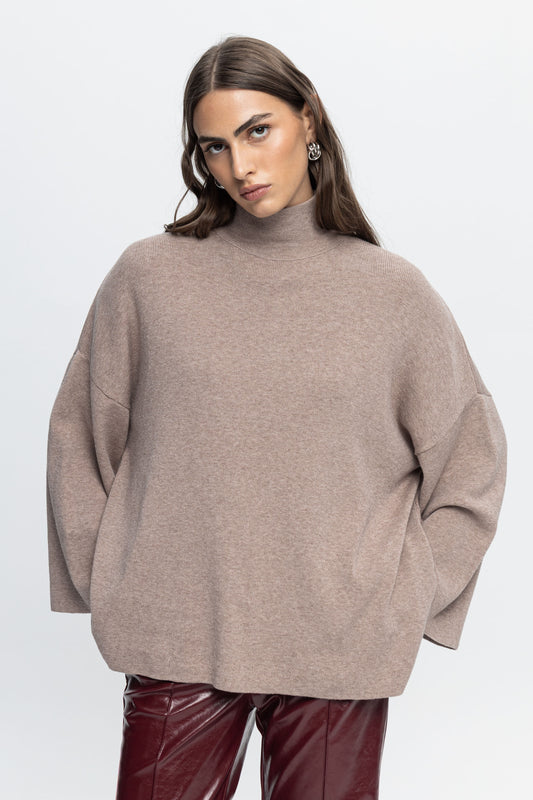 Turtleneck Sweater-Black and Black