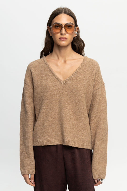 V-Neck Sweater-Black and Black