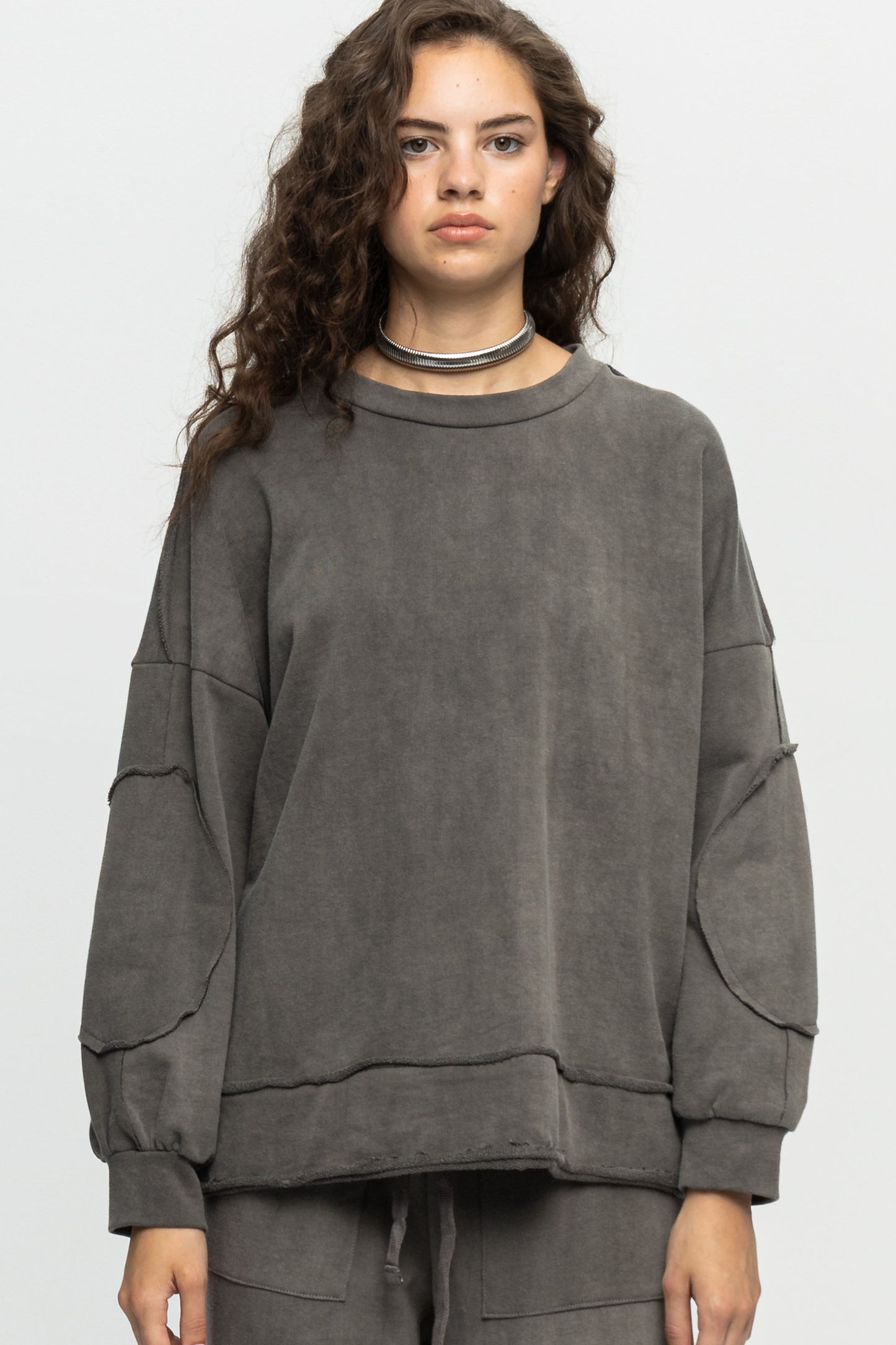 Elbow Patch Sweatshirt-Black and Black