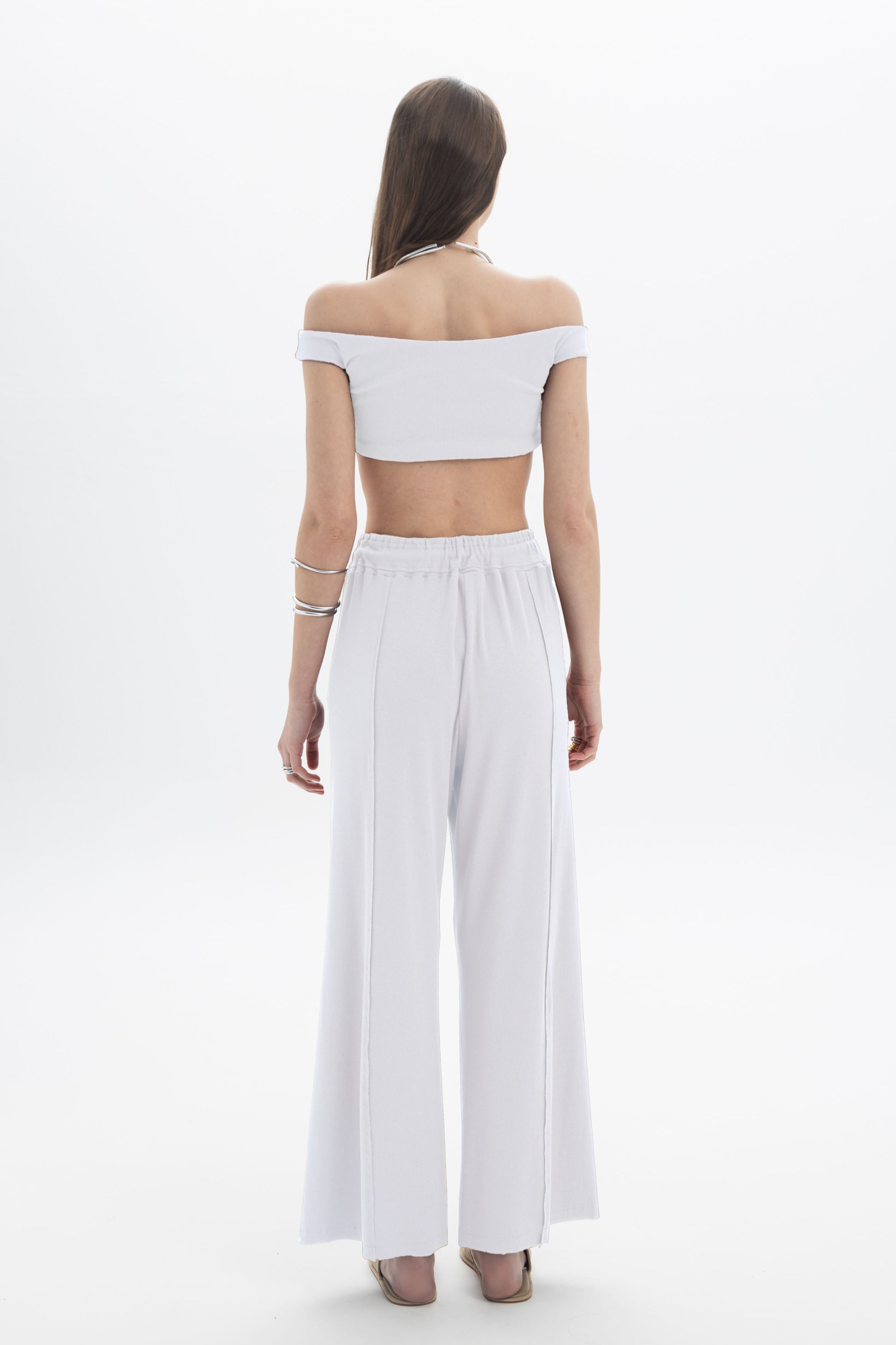 Black and Black B&B x F drawstring relaxed pants made of lightweight fabric, shown with a loose fit and adjustable waist.