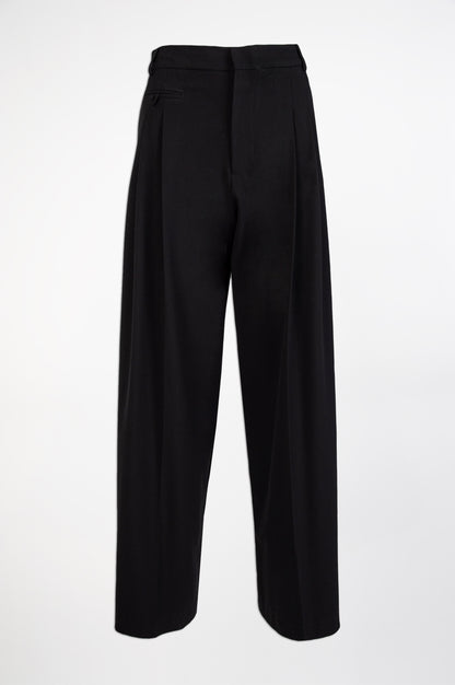 Black Wide-Leg Pants-Black and Black