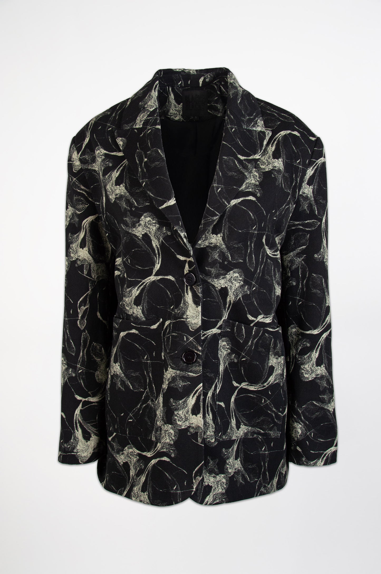 "Night Shift" Denim Blazer-Black and Black