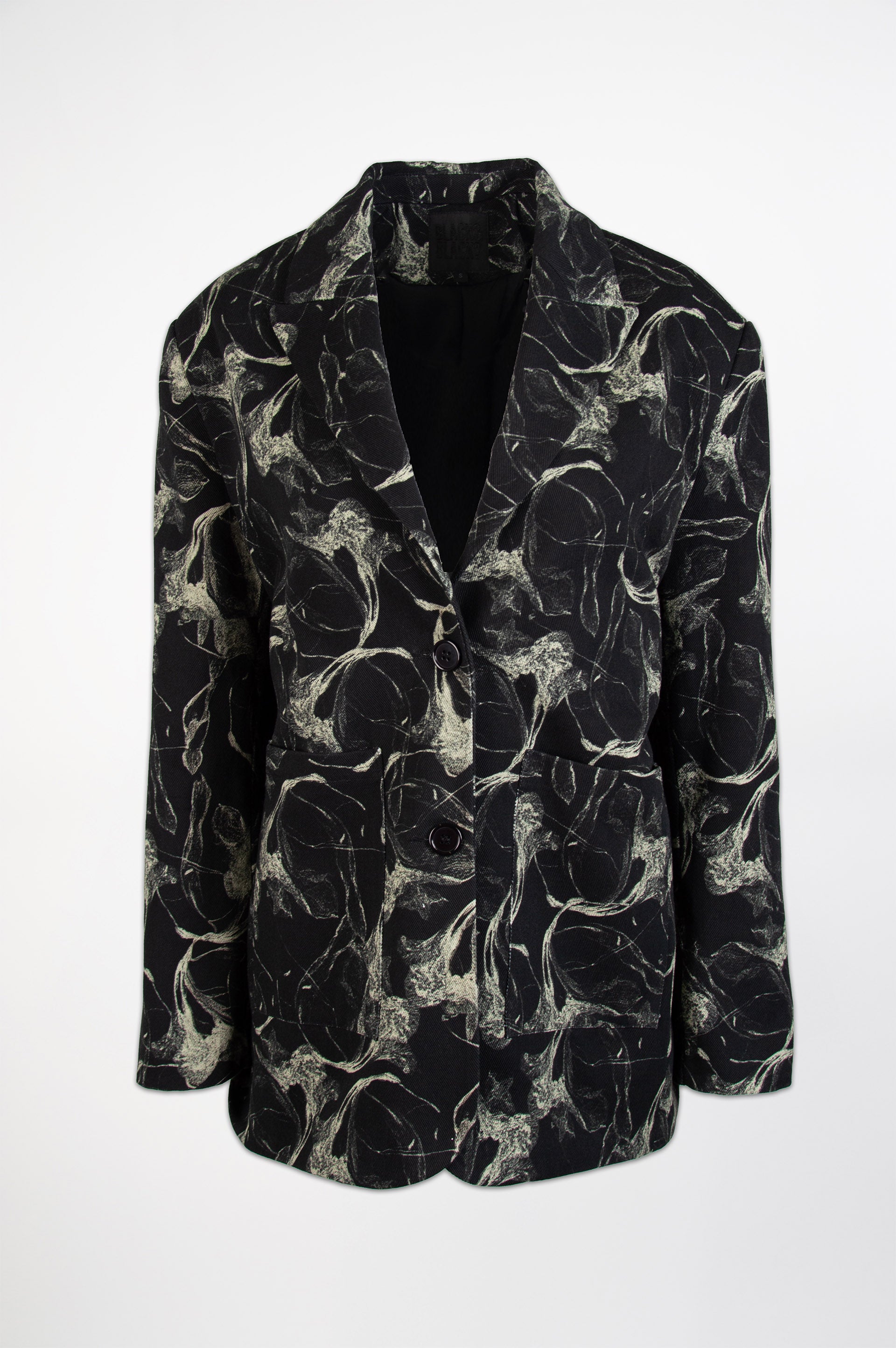 "Night Shift" Denim Blazer-Black and Black