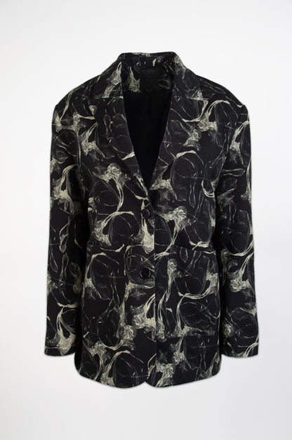 "Night Shift" Denim Blazer-Black and Black