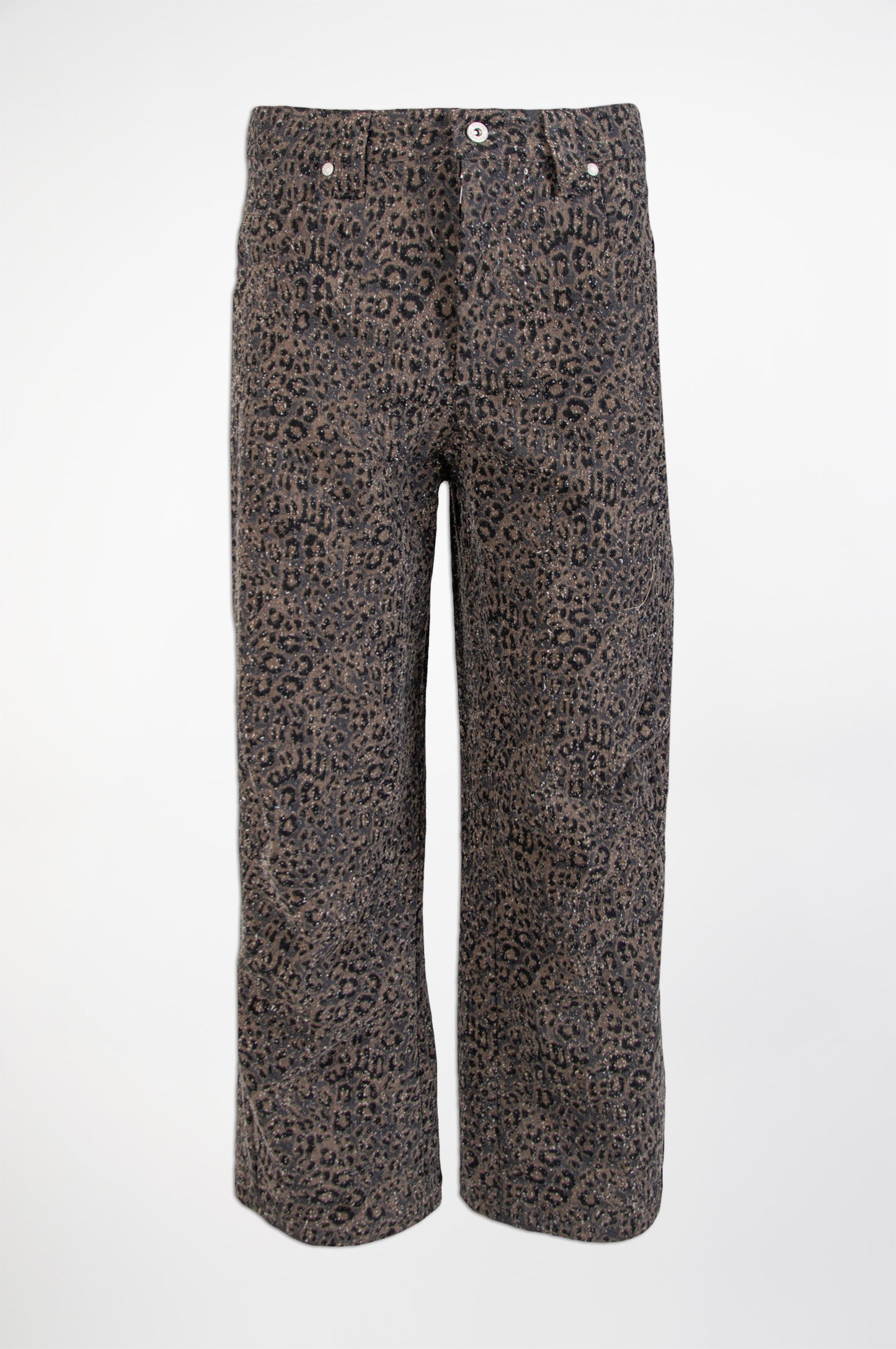 Animal Print Crop Denim Trousers-Black and Black