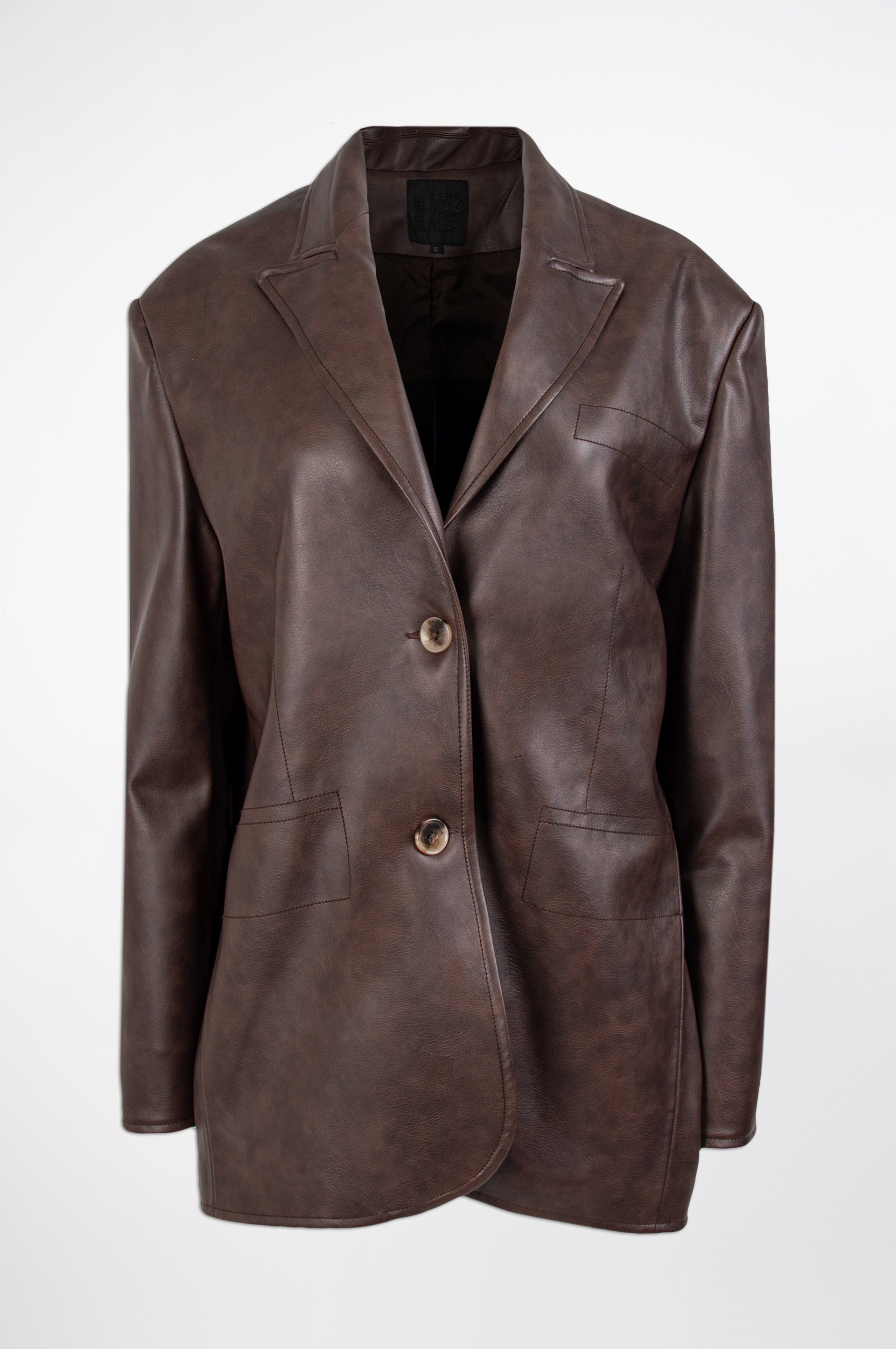 Oversized Leather Jacket-Black and Black