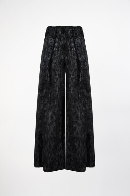 Metallic Wide Pants-Black and Black