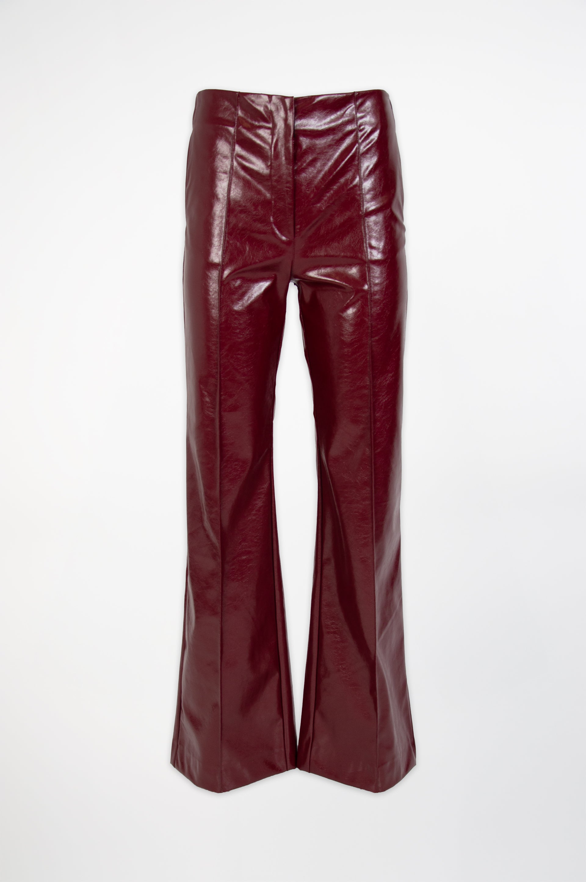 Burgundy Leather Trousers-Black and Black