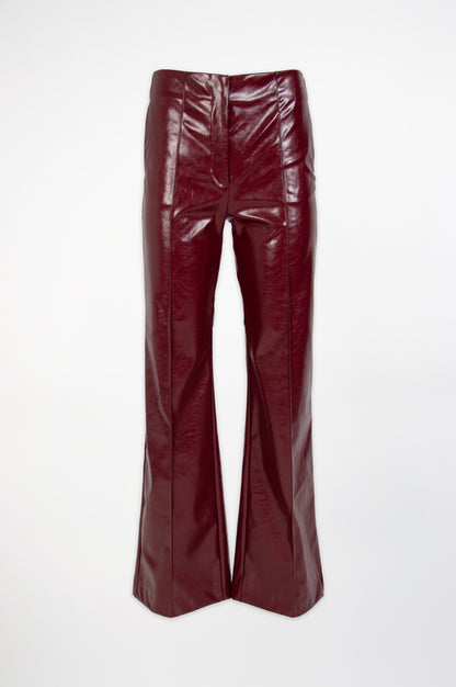 Burgundy Leather Trousers-Black and Black