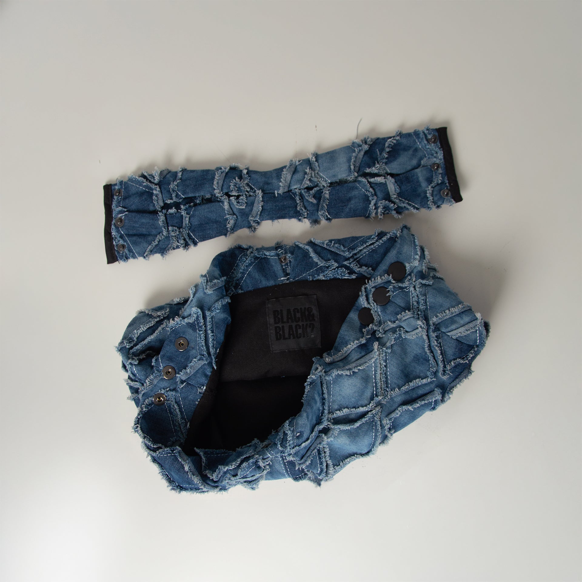 Denim Clutch Bag-Black and Black