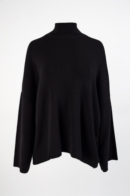 Turtleneck Sweater-Black and Black