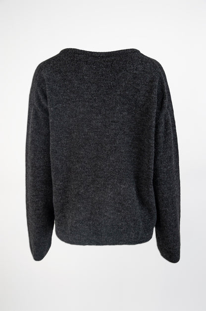 V-Neck Sweater-Black and Black
