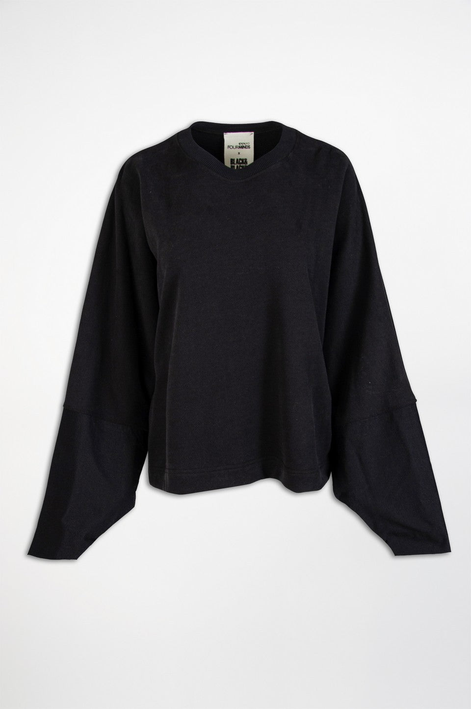 Wide Sleeve Blouse-Black and Black