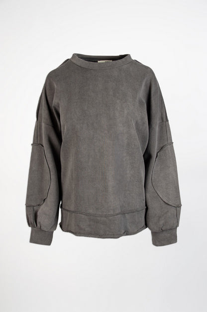 Elbow Patch Sweatshirt-Black and Black