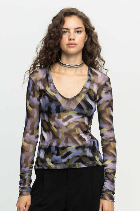 "Purple Haze" Blouse-Black and Black