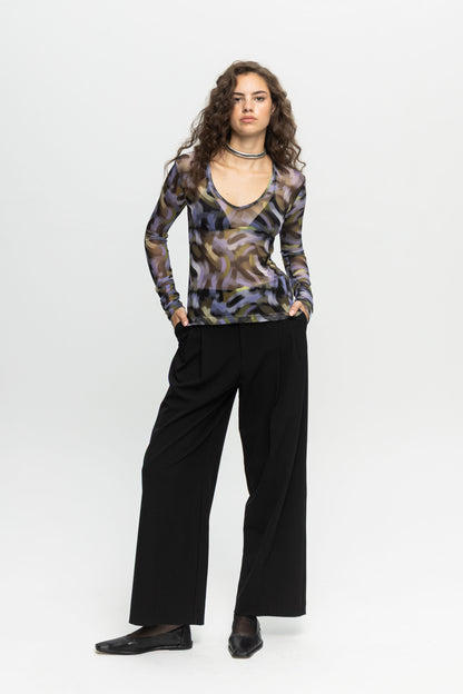 "Purple Haze" Blouse-Black and Black
