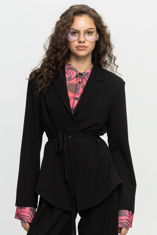 Black Modern Blazer-Black and Black