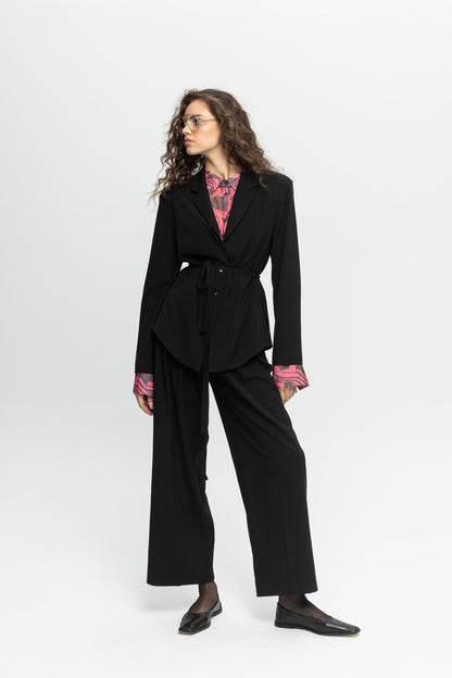 Black Modern Blazer-Black and Black