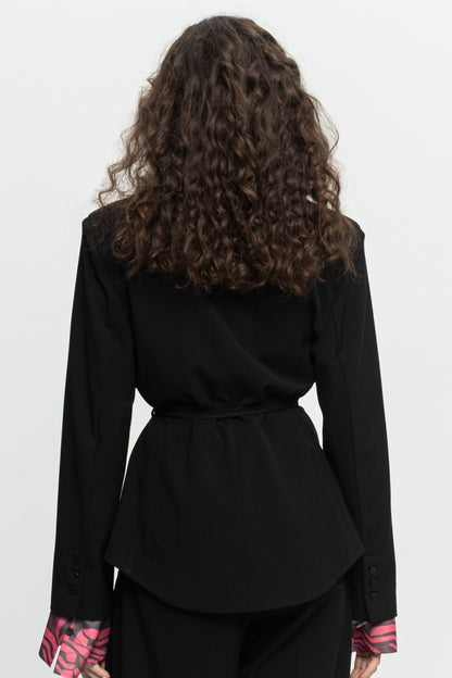 Black Modern Blazer-Black and Black