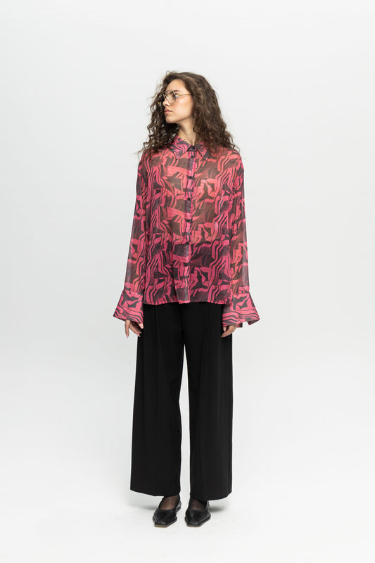 "Fuchsia Mess" Shirt-Black and Black