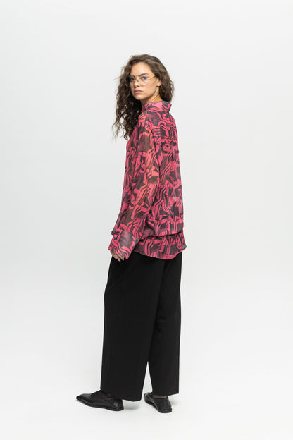 "Fuchsia Mess" Shirt-Black and Black