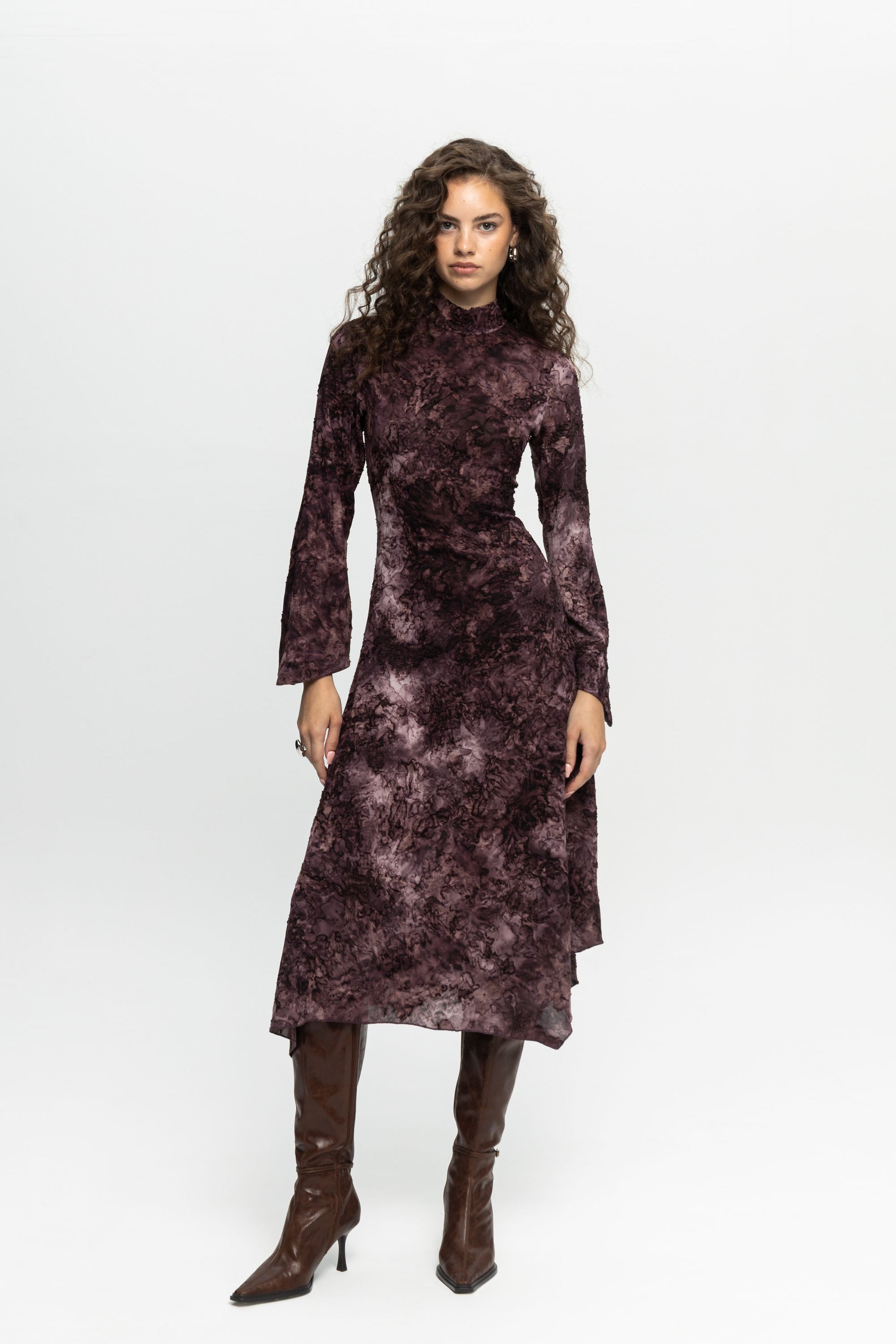 Textured Dress-Black and Black