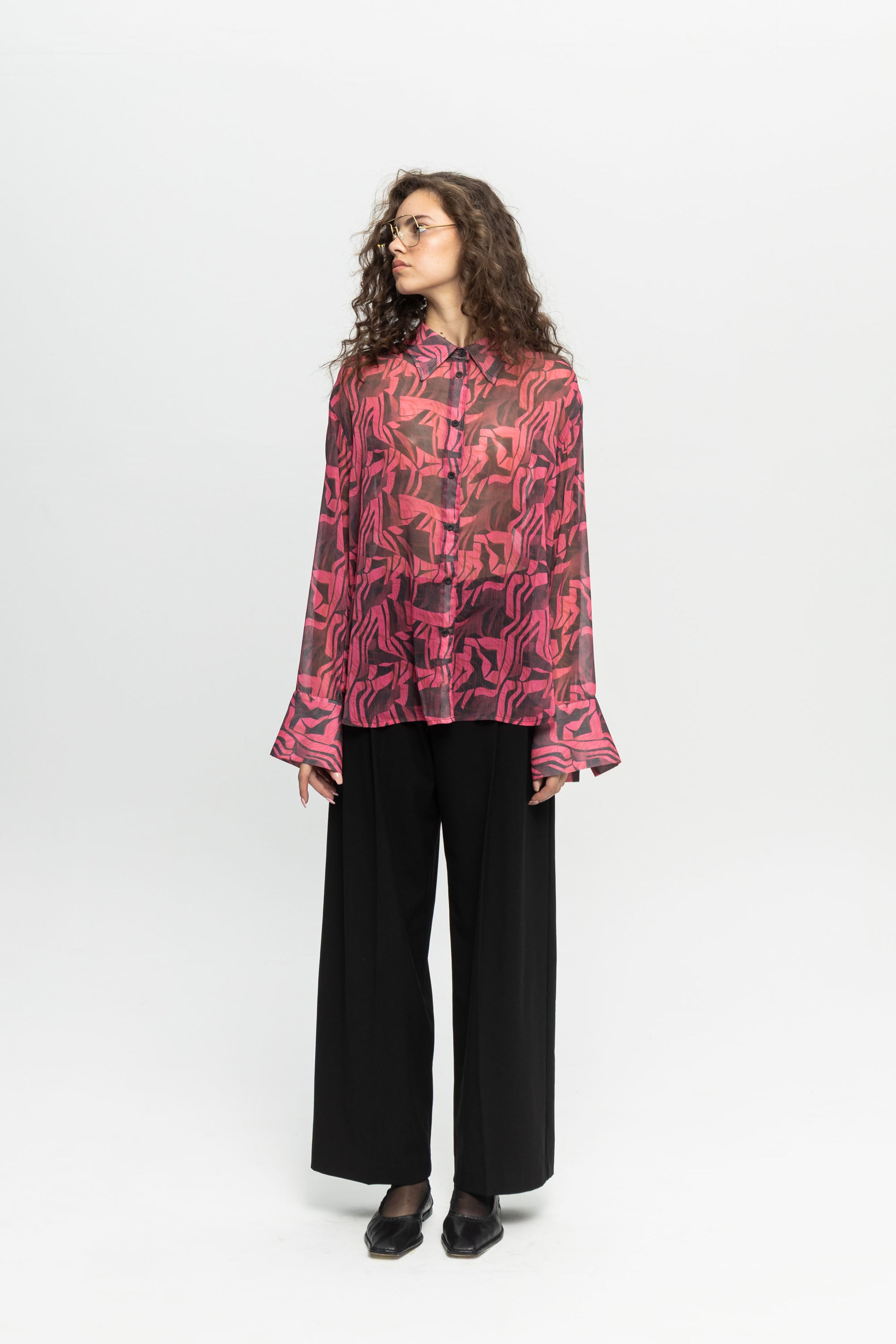 Black Wide-Leg Pants-Black and Black