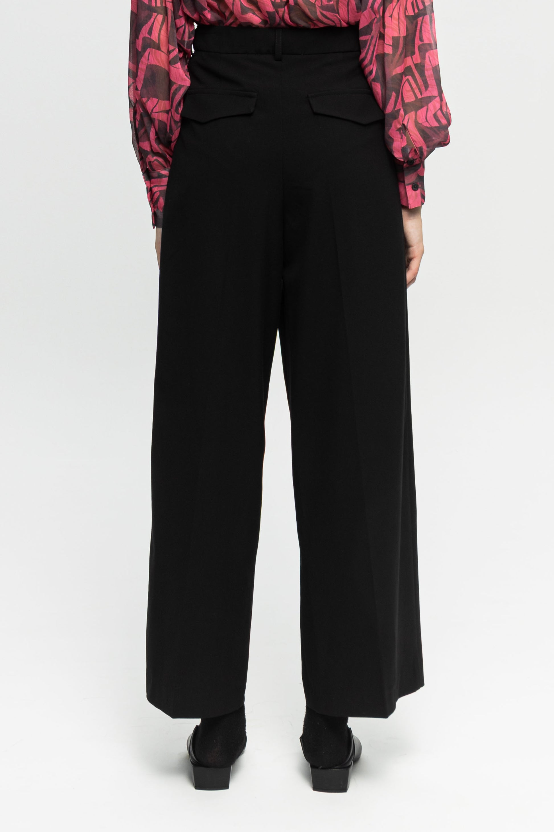 Black Wide-Leg Pants-Black and Black