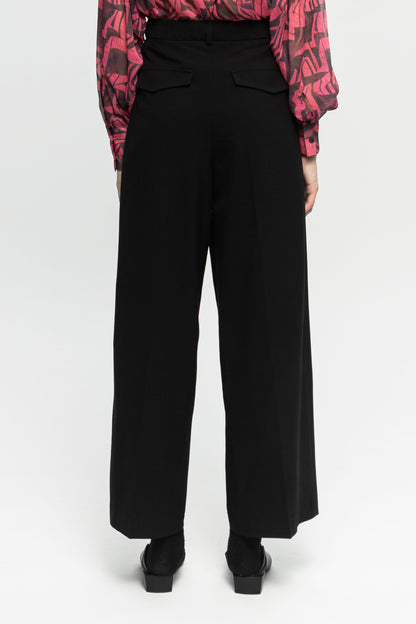 Black Wide-Leg Pants-Black and Black