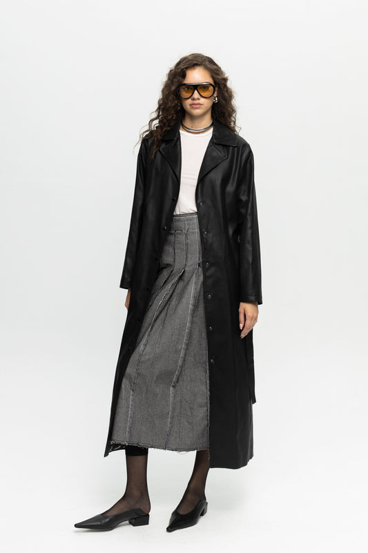 Black Trench Coat-Black and Black