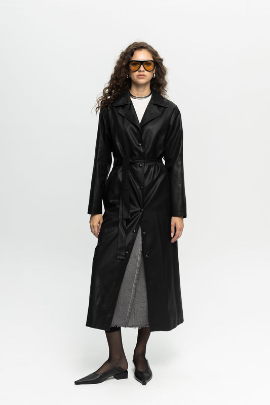 Black Trench Coat-Black and Black