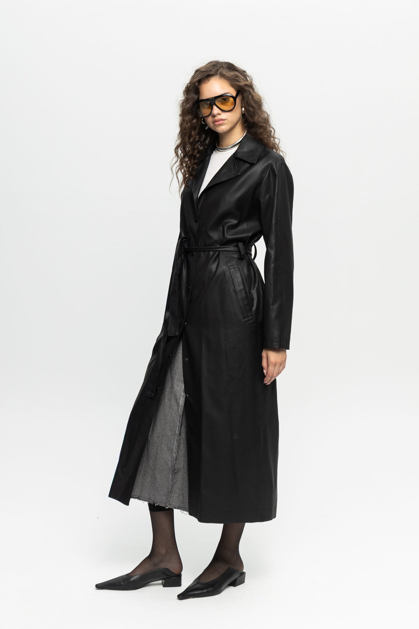 Black Trench Coat-Black and Black