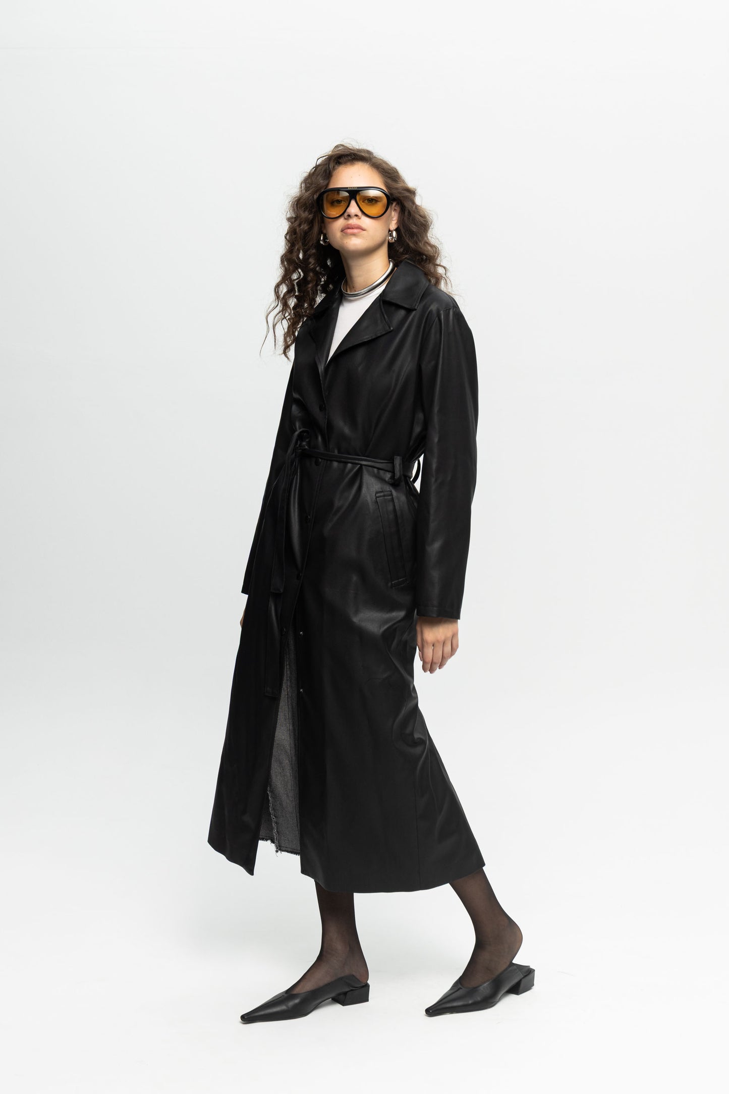 Black Trench Coat-Black and Black