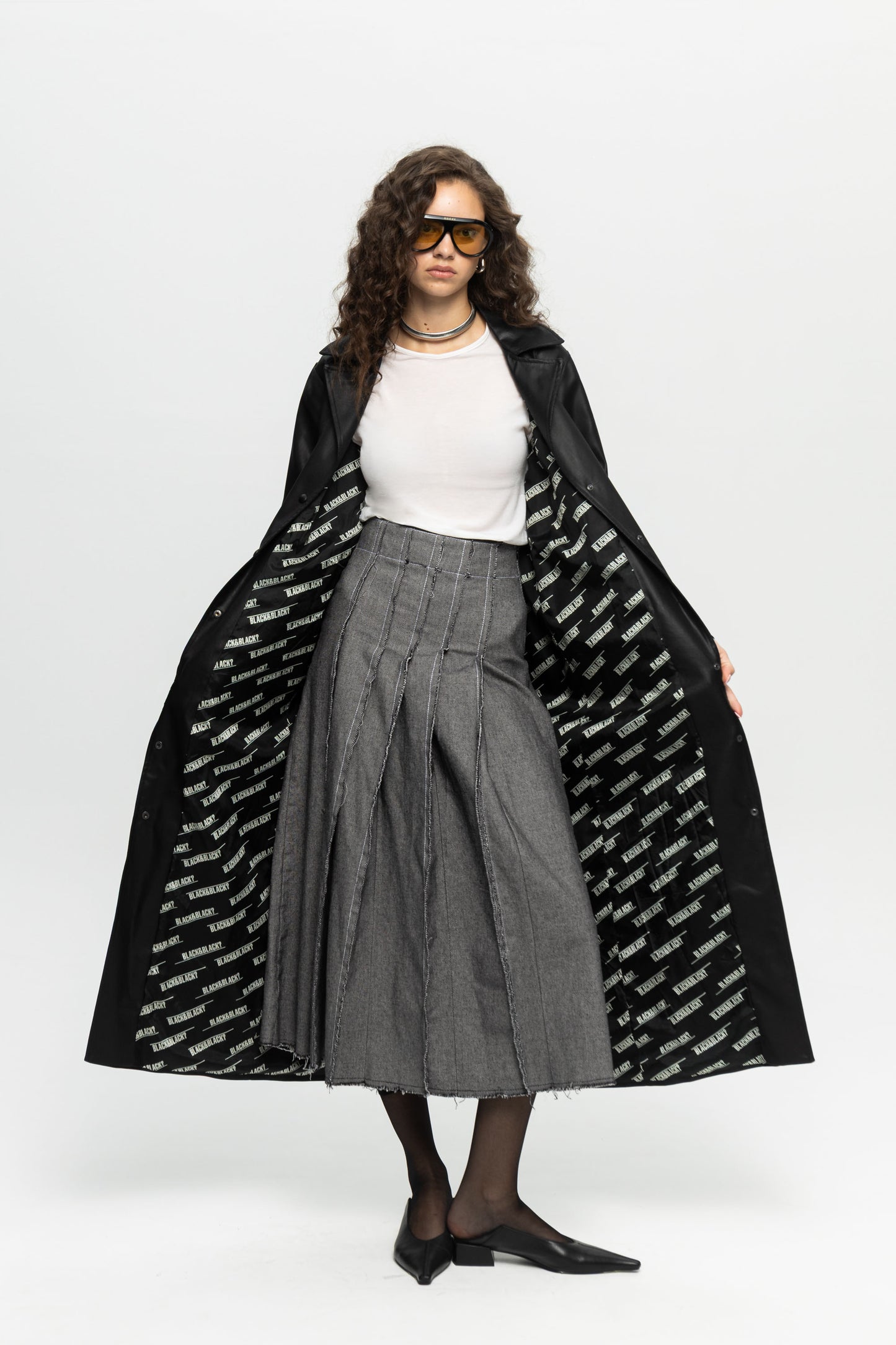 Black Trench Coat-Black and Black
