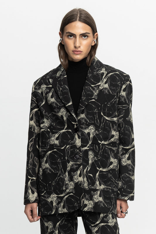 "Night Shift" Denim Blazer - Black and Black