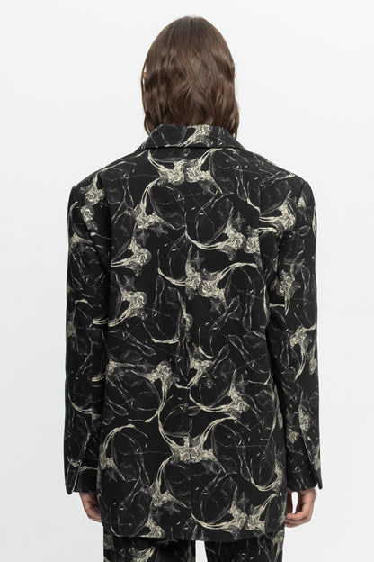 "Night Shift" Denim Blazer-Black and Black