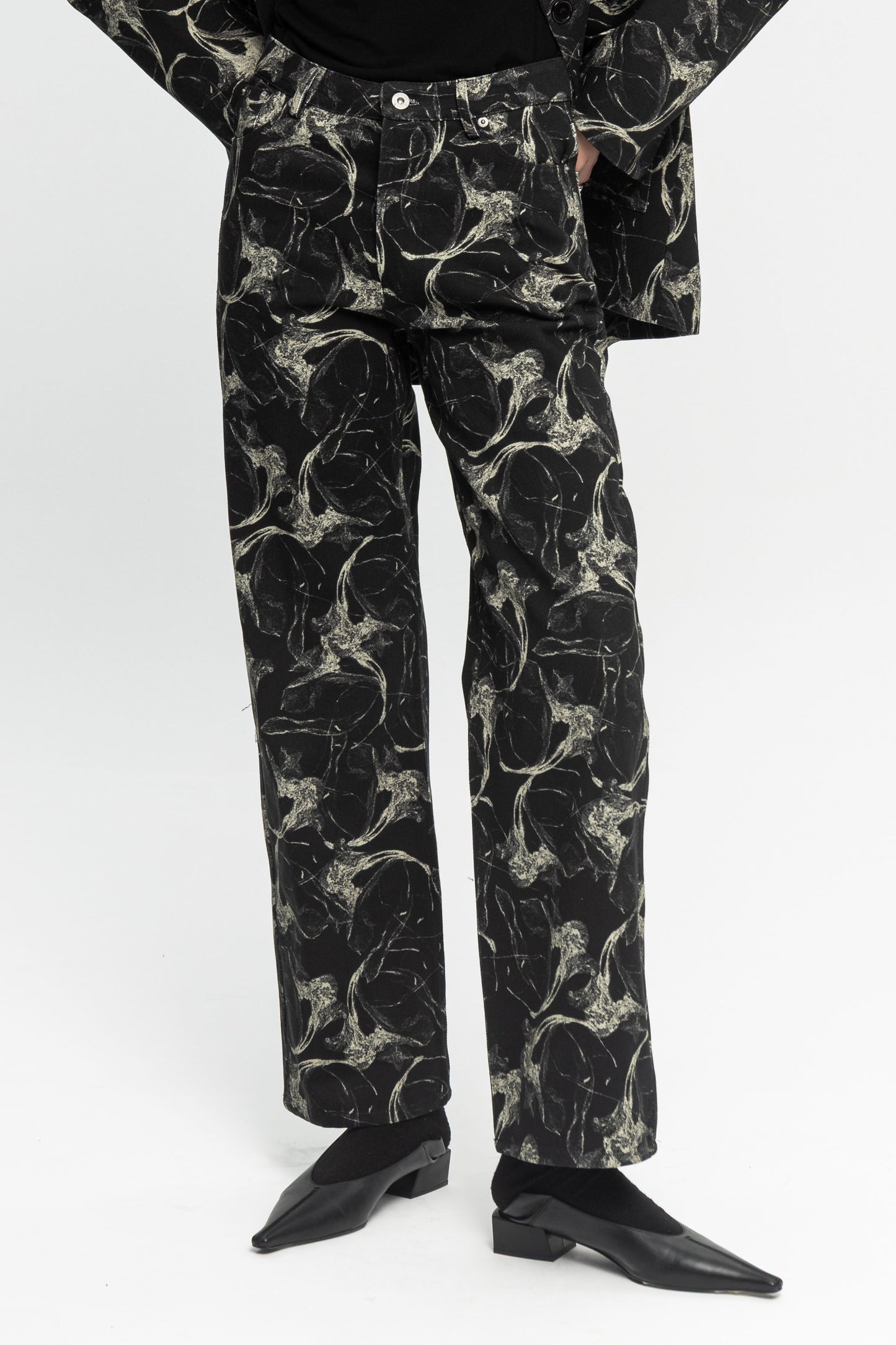 "Night Shift" Denim Trousers-Black and Black