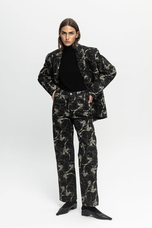 "Night Shift" Denim Trousers-Black and Black